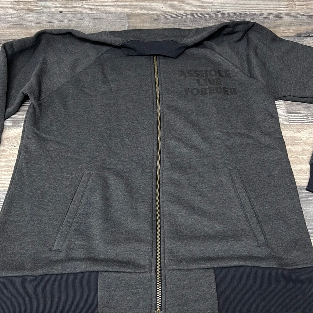 ALF Zip Up (L) Assholes Live Forever Black on Gray NWOT Unisex